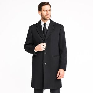 🧥 Silver Cloud Men’s XL Cashmere Wool Overcoat – Tailored British Trad. - Black